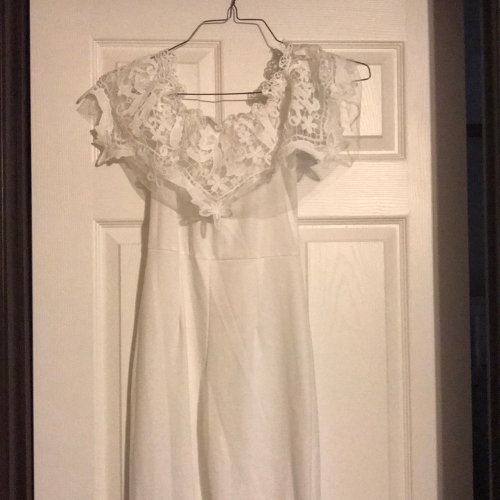 White Off the Shoulder Jumpsuit
